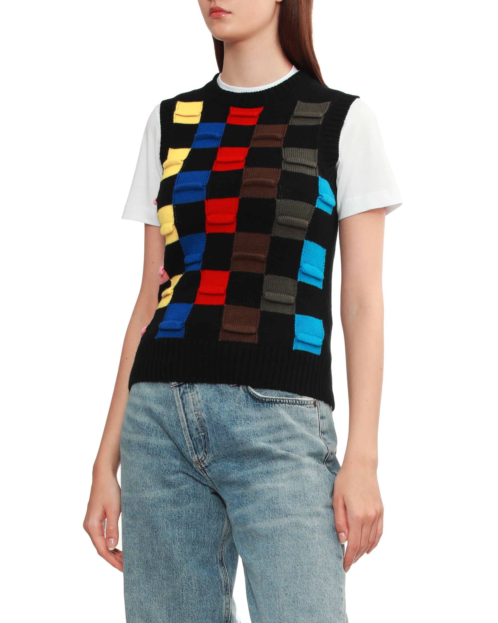 MSGM Checkered knit vest