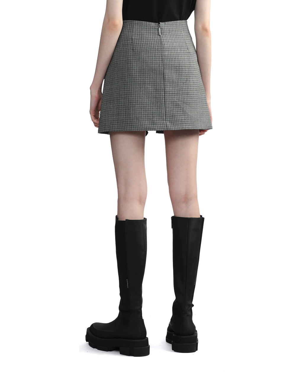 MSGM Ruffle detail checked mini skirt