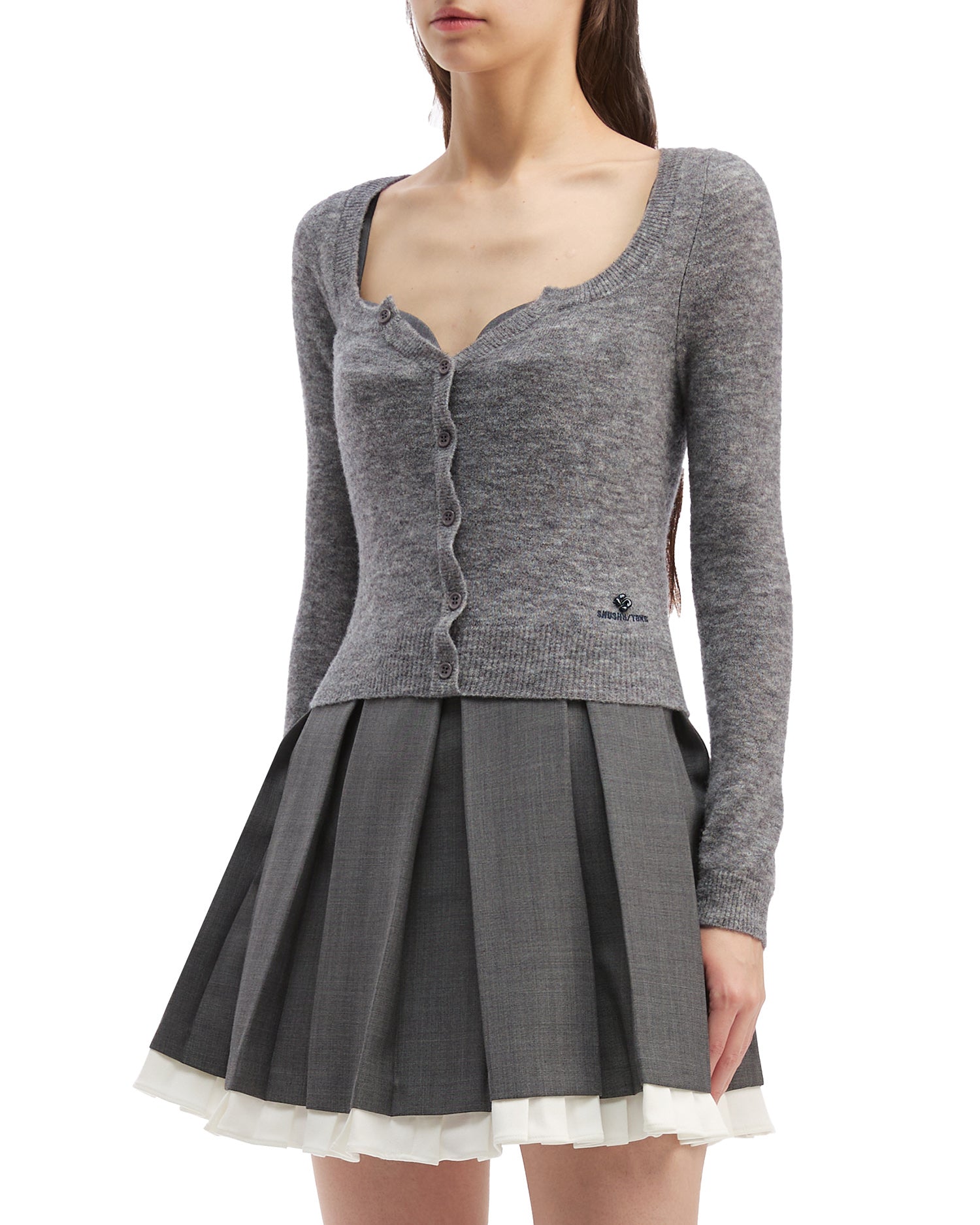 SHUSHU/TONG Logo fitted cardigan