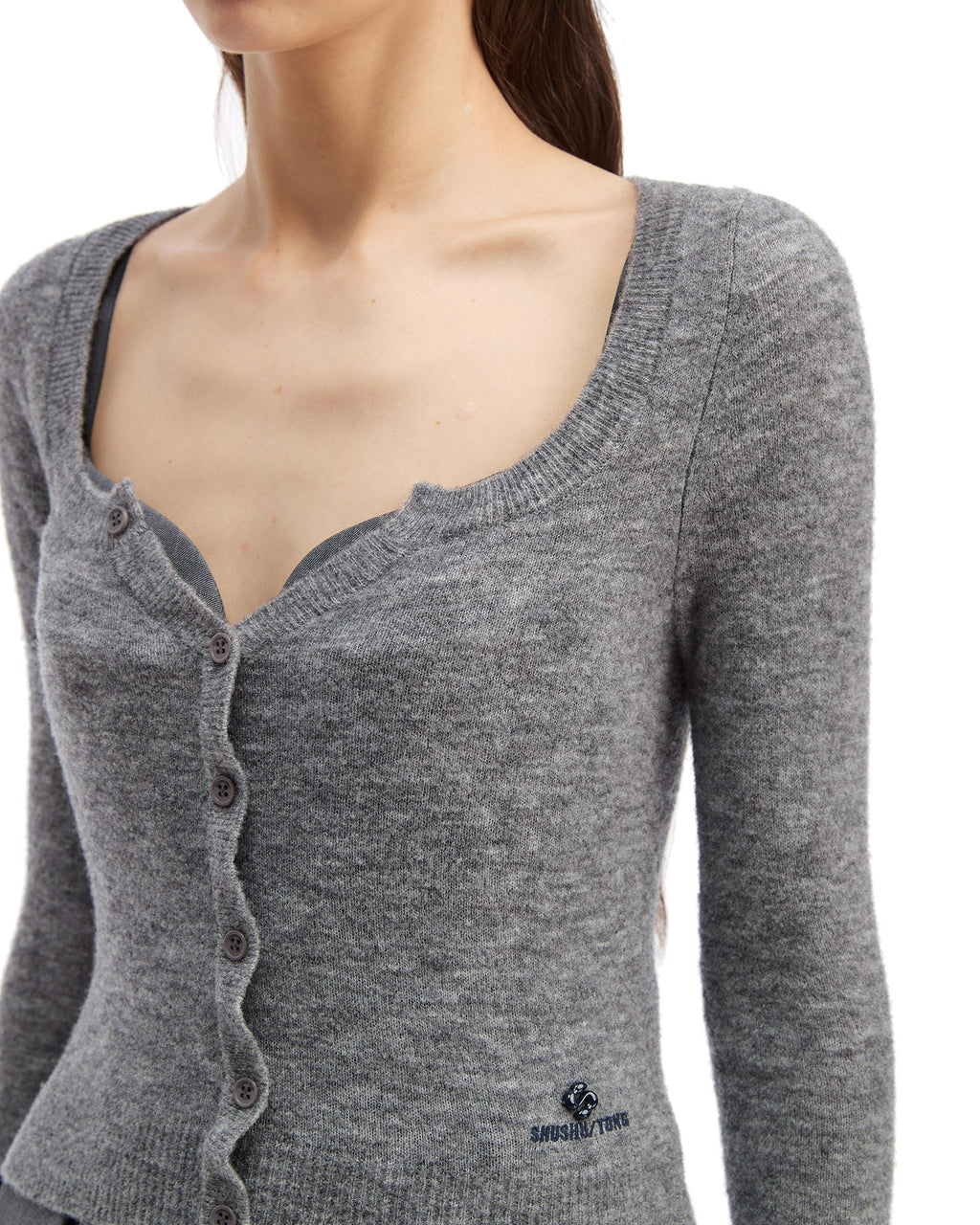 SHUSHU/TONG Logo fitted cardigan