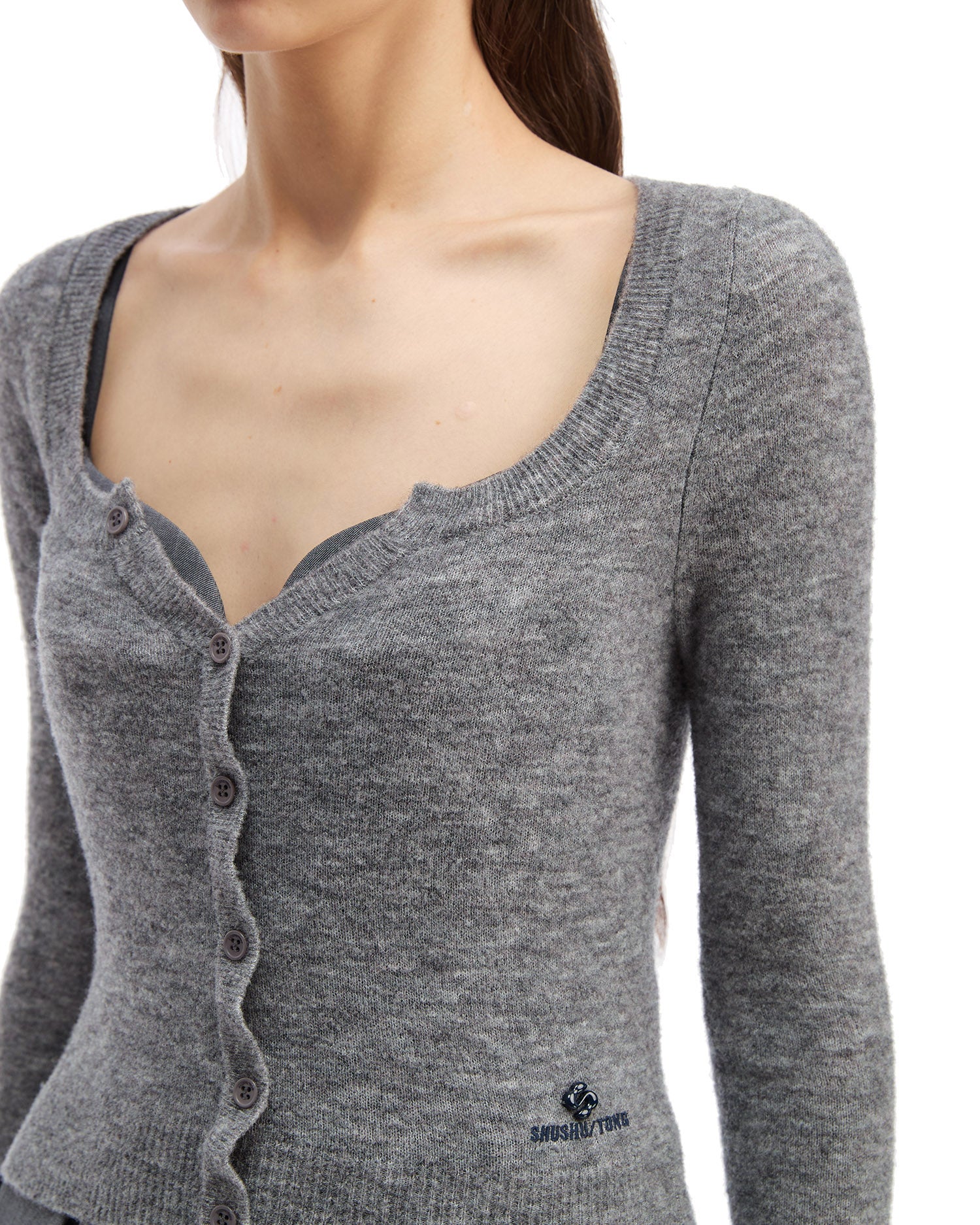 SHUSHU/TONG Logo fitted cardigan