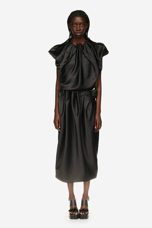 SIMONE ROCHA SIMONE ROCHA Pleated Heavy Satin Sack Dress