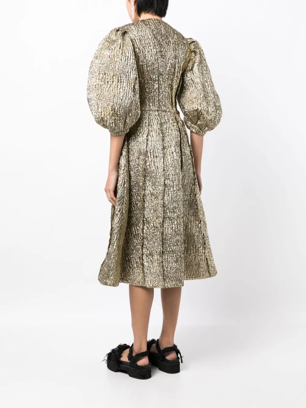 SIMONE ROCHA SIMONE ROCHA Puff Sleeve Fitted Dress With Embellishment Cup Detail