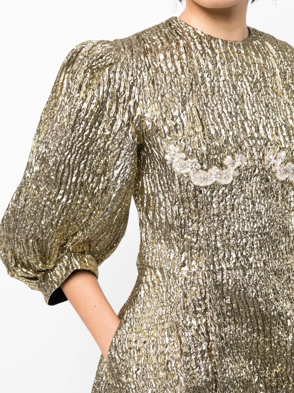 SIMONE ROCHA SIMONE ROCHA Puff Sleeve Fitted Dress With Embellishment Cup Detail