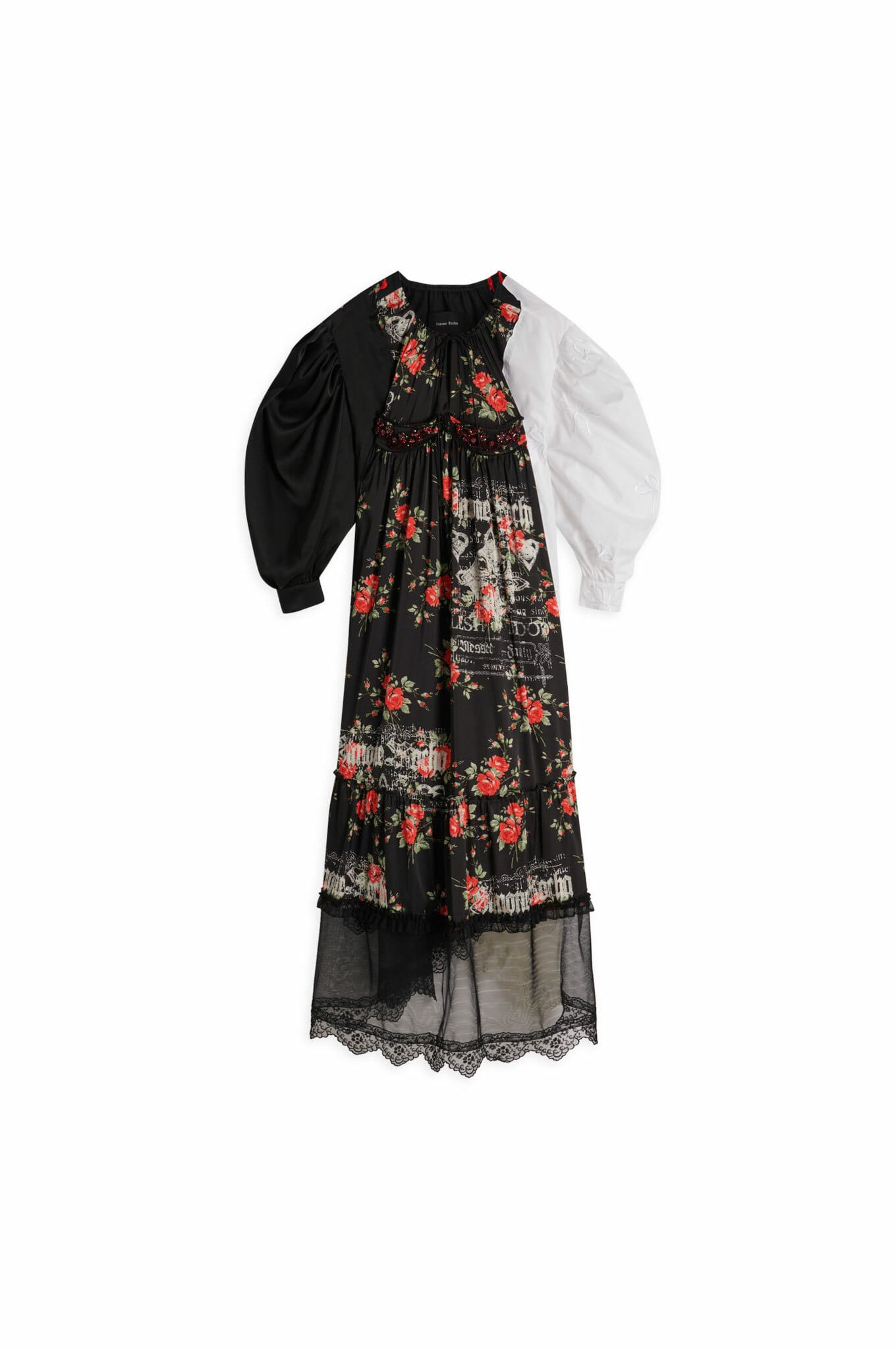 SIMONE ROCHA SIMONE ROCHA Long Printed Patchwork Dress With Embellished Cup Detail