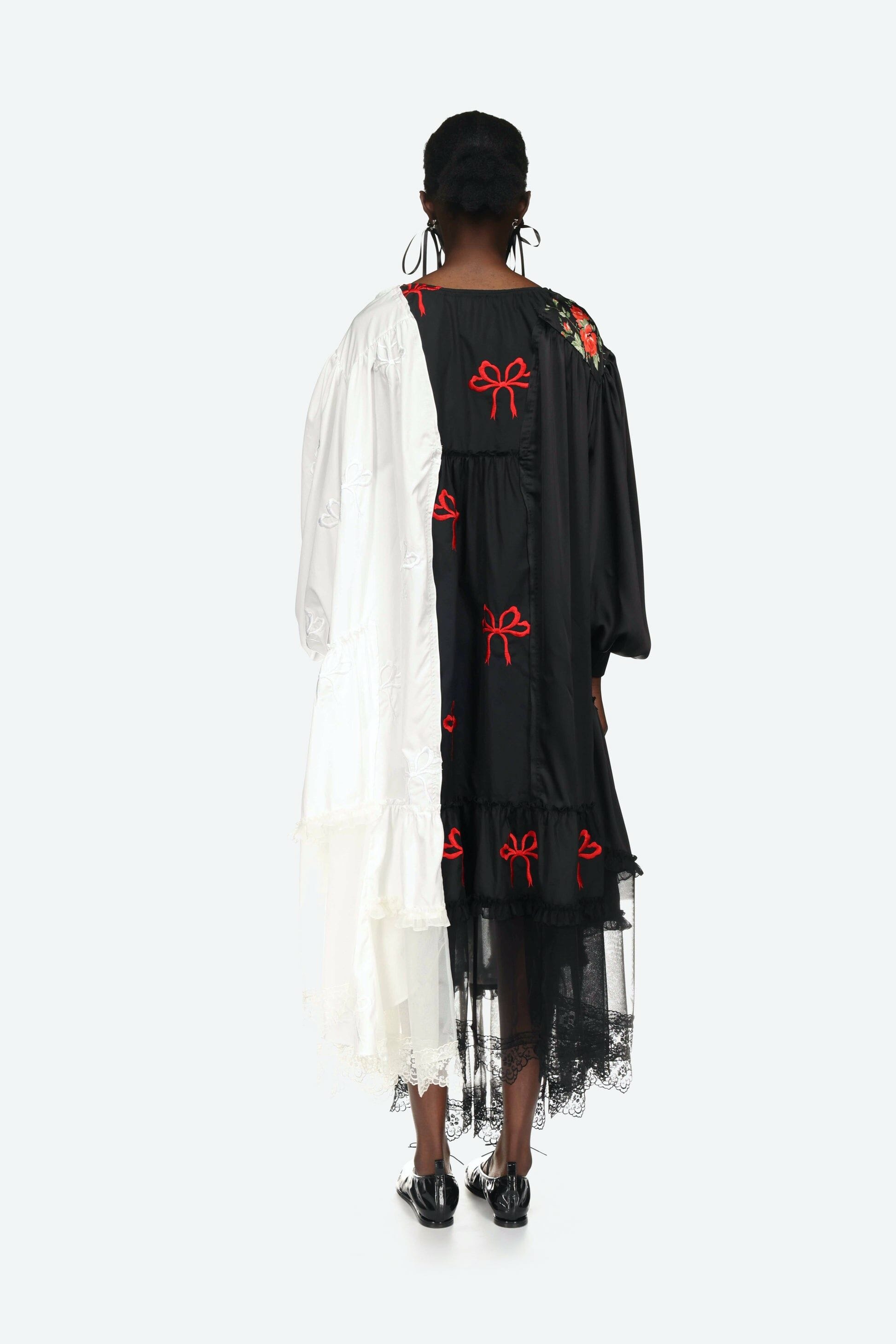 SIMONE ROCHA SIMONE ROCHA Long Printed Patchwork Dress With Embellished Cup Detail