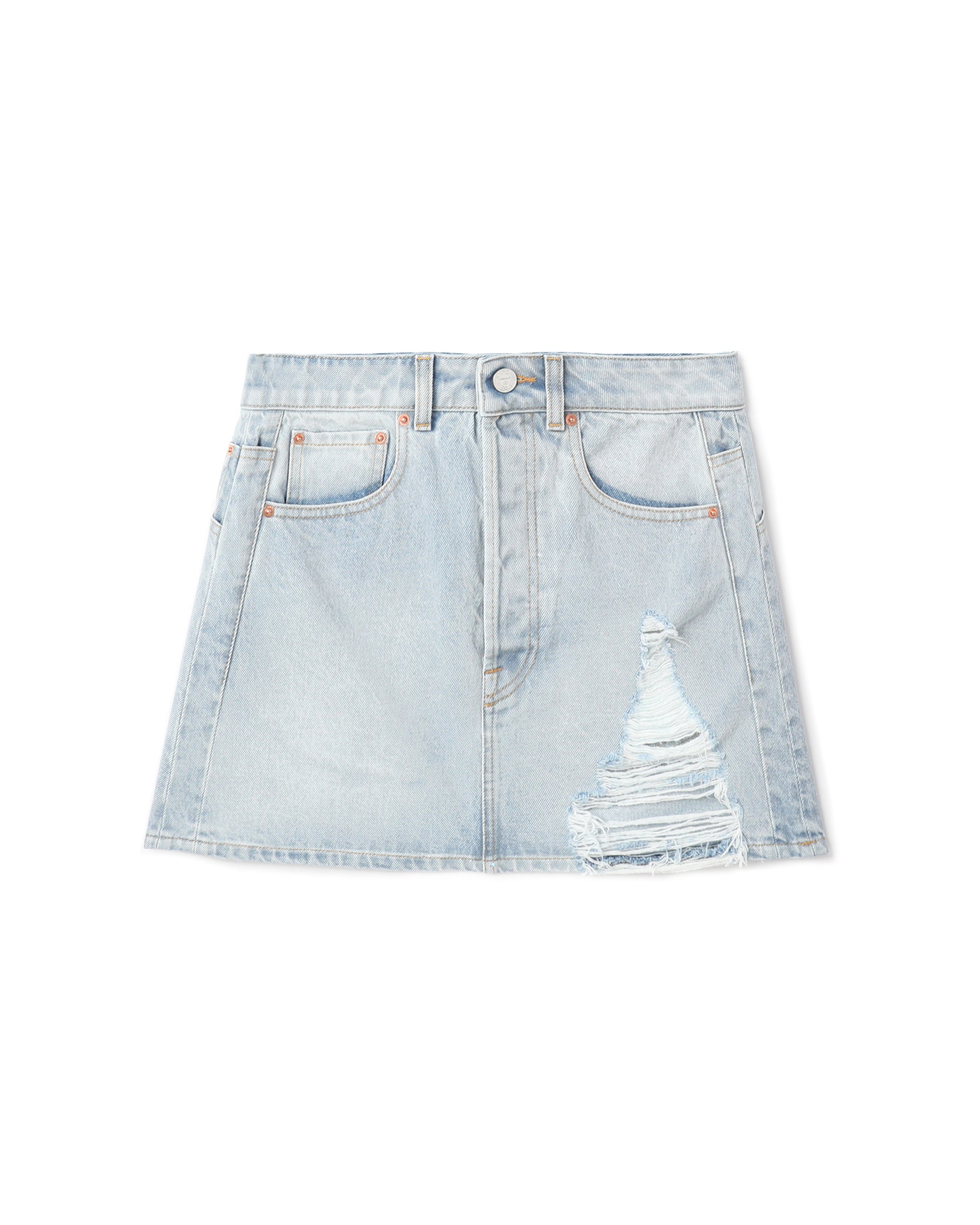VETEMENTS Destroyed denim mini skirt