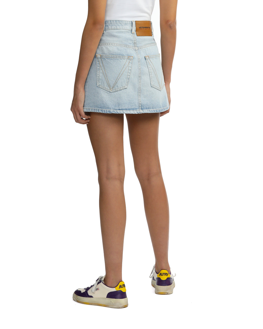 VETEMENTS Destroyed denim mini skirt